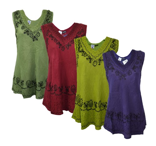 Embroidered umbrella vest top - umbrella,