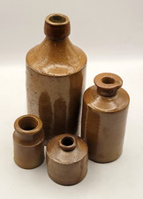 x4 Victorian Salt Glazed Stoneware Utility Bottles