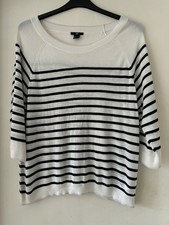 H&M Black & White Stripe Jumper - Size Medium