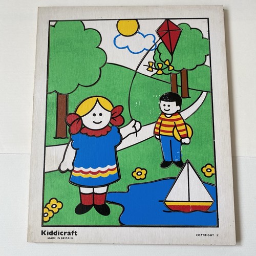 Vintage kiddicraft wooden tray - vintage,
