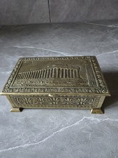 Old Vintage Brass Greece Athens Acropolis Parthenon Trinket Cigarette Table Box