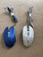 Two Gaming Mice - Blue Gamestart & White Kuvin T6 Good Condition
