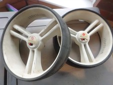 PRE LOVED ~ PAIR OF MOTOCADDY S1 TROLLEY WHEELS ONLY ~ WHITE ~ AVERAGE CONDITION