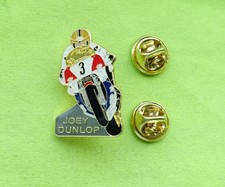 Joey Dunlop 3 Isle of Man UGP Motorcycle bike enamel badge lapel pin ARAI