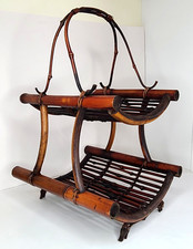 Vtg Bamboo Basket 2 Tiered