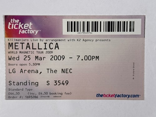 Metallica concert ticket - metallica,