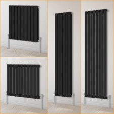 Designer Radiator Horizontal Vertical Single Double Flat Panel Heating Rad Black