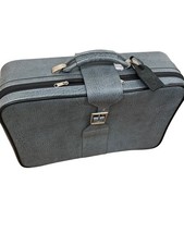 Retro Grey Travel Suitcase with Strap Vintage Style Durable Design