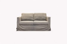 Loose Cover Medium 2 Seater Sofa, Cotton Linen Grey