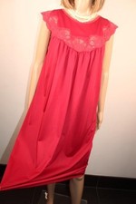 VTG CHARNOS CLARET SHIMMERING SUPER SILKY NYLON & LACE NIGHTDRESS, L MIDI