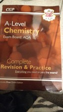CGP AQA A-Level Chemistry complete revision and practice book. Only used once