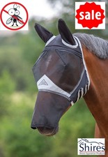 FLY MASK SHIRES Fine Mesh Full Face Ears Nose UV Block Black Sm Pony 6665 SALE