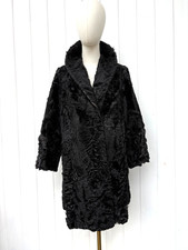 Vintage 1950s Astrakhan jacket coat  black 3/4 flared sleeves