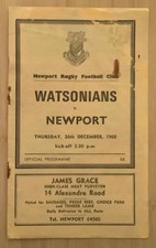 1968 NEWPORT v WATSONIANS (Scotland) programme