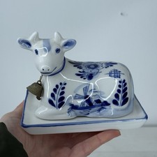 Vintage Blue While Delft Cow