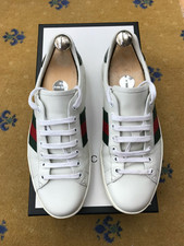 Gucci Ace Trainer Sneaker Shoes White Leather Croc Web Red Mens UK 7 US 8 EU 41