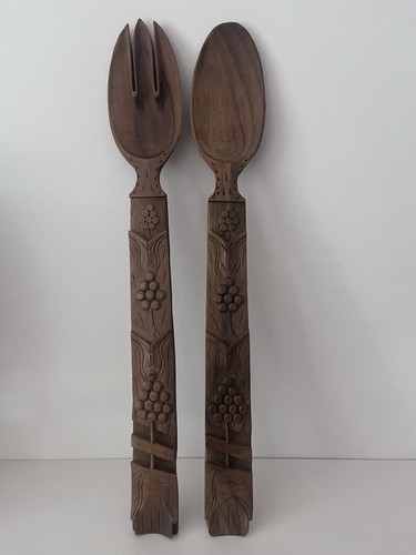Vintage carved wooden spoon - carved,