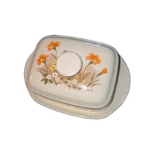 Vintage St Michael M&S Field Flowers Floral Melamine Butter Dish Retro VGC