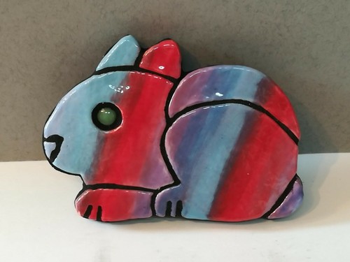 Red blue mosaic ceramic - red,