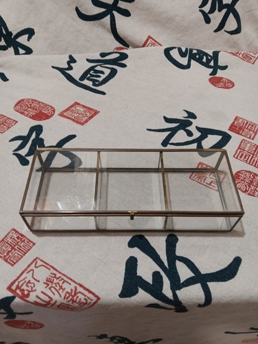 Brass and beveled glass curios - and,