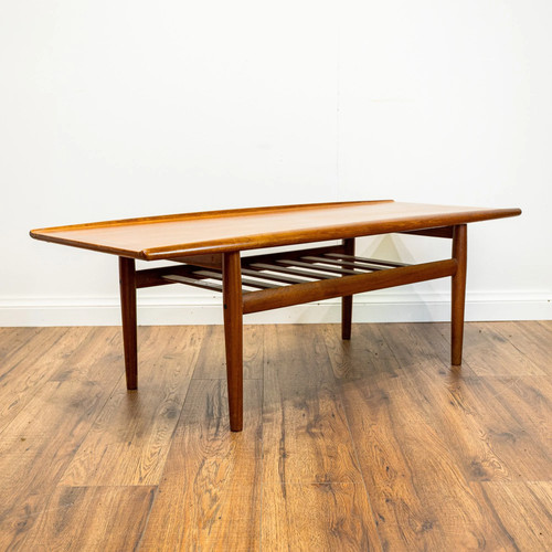 Danish lipped edge teak coffee - lipped,
