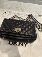 DKNY Women's Small Shoulder Crossbody Bag Black Quilted Leather