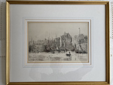 Original etching of 'Honfleur' by W.L.Wyllie 