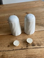 White Salt Pepper Pots Shaker Condiment Set Ceramic 9.5 cm tall