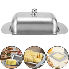 Stainless Steel Butter Dish with Lid Storage Holder Kitchen Serving Tray Gadget