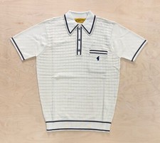 Gabicci Vintage 1973 Dario Archive Textured Knitted Polo Shirt  V54GM20 Cream