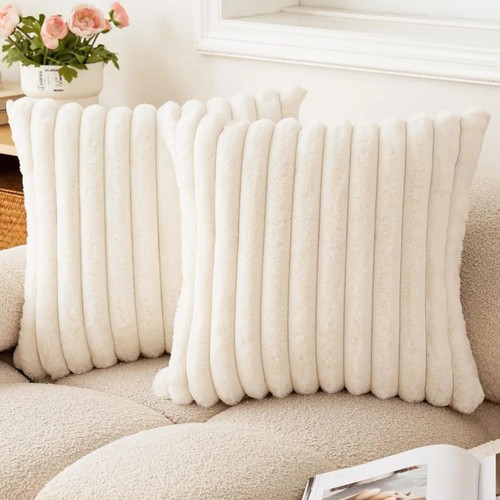 Faux rabbit fur cushion - rabbit,