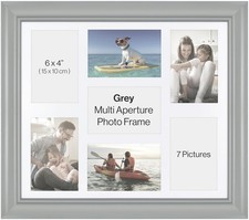 Grey Multi Aperture Photo Frame 6x4 Holds 7 Pictures Wall Mounted Landscape