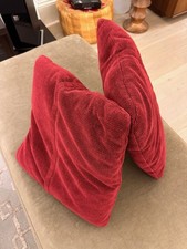 Pair Vintage Italian Cushions – La Papios Design Piuma & Roll – Red Textured