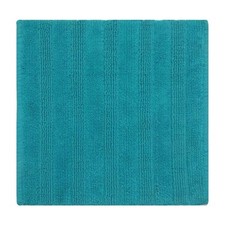 Handloomed Teal Striped Cotton Rug, Bath Mat for All Rooms & Wet Areas