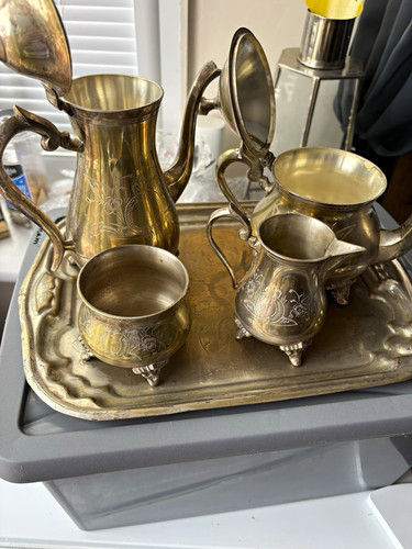 Engraved floral metal tea - engraved,