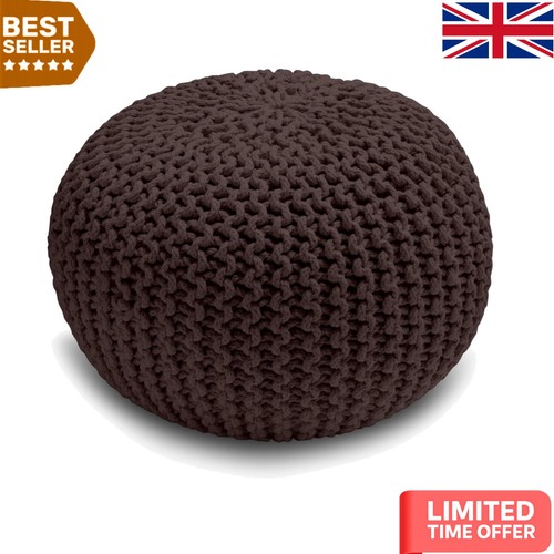 Large chunky knitted pouffe - chunky,