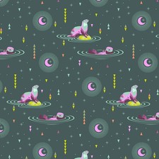 Tula Pink Fabric  - Spirit Animal - Otter and chill in blue - 22 x 26 inches