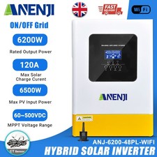 6.2KW Solar Inverter Hybrid On/Off-Grid MPPT 120A 220V 48V Parallel WIFI CT LCD