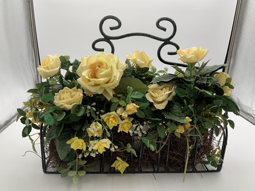 Yellow silk roses ceramic - yellow, in