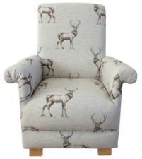 Stags Chair Beige Armchair Children's Childs Armchair Kids Nursery Beige Fabric 