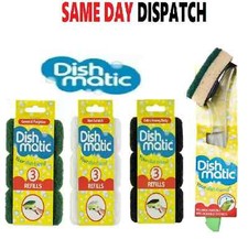 Dishmatic Replacement Refill Heads Extra Heavy Duty Non Scratch Sponge Scourer 