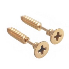 Pair of Trendy Women Men Chic Punk Stainless Steel Screw Ear Studs Earrings