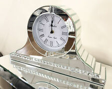 Mirrored Diamante Large Jewel Crystal Arched Modern Desk Mantel Napoleon Clock