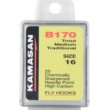 Kamasan Trout Hooks B170 Medium Fly Traditional Carbon Steel Down Eye Forged