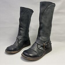 Destroy grey wedge heeled mid calf pull on boots size EUR 39 buckle strap zip