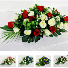 3ft Artificial Silk Funeral Flower Casket Topper Wreath Coffin Spray Tribute