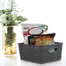 Plastic Weave Rattan Storage Baskets Organizer Woven Storage Basket With Handle