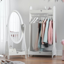 Haus Projekt Girls Heart RAIL & MIRROR SET Dress Up Kids Clothing Wardrobe Wood