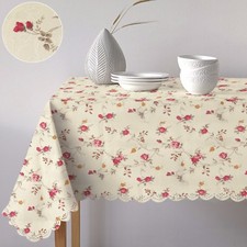 Vintage Floral Cream Red Rose
