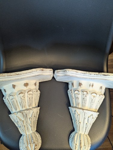 Pair wooden white shabby - white,